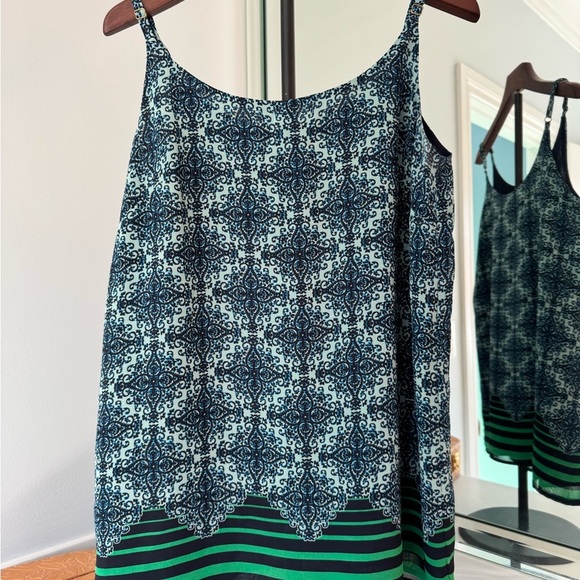 CAbi‎ Camisole Blue and Green Geometric Tank Top - Picture 2 of 12